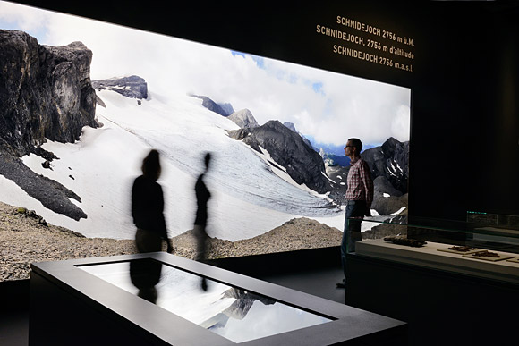 Large, back-lit panorama as a design element of an exhibition.