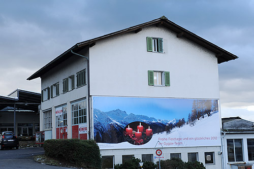 Large winterly mountain panorama as a facade picture.