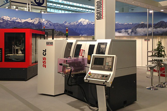 Alpine panorama at the exhibition stand of Agathon AG Maschinenfabrik.