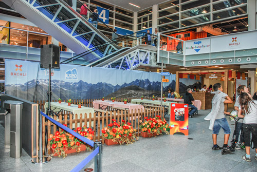 Large mountain panorama as part of the portable exhibition stand of 