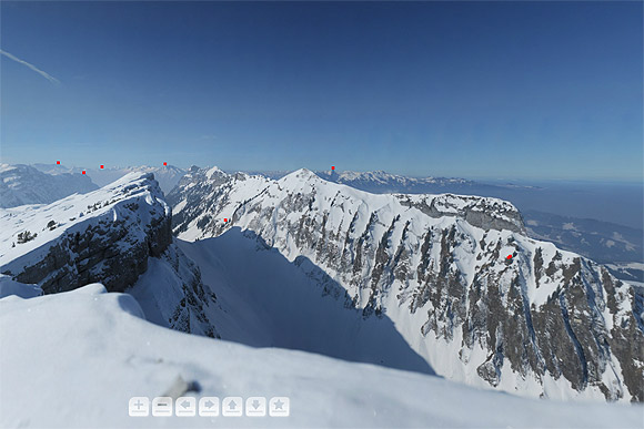 Interactive 360° Gigapixel panoramic photo of the Bernese Alps.