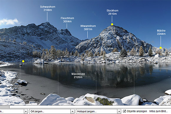 Interactive panoramic tour through the Swiss Alps and Switzerland.