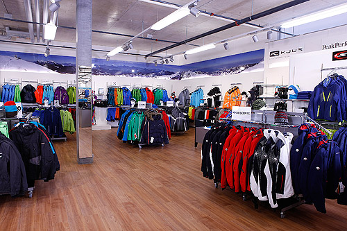 Long panoramic photo in the Stöckli Outdoor Sports Shop in Cham.