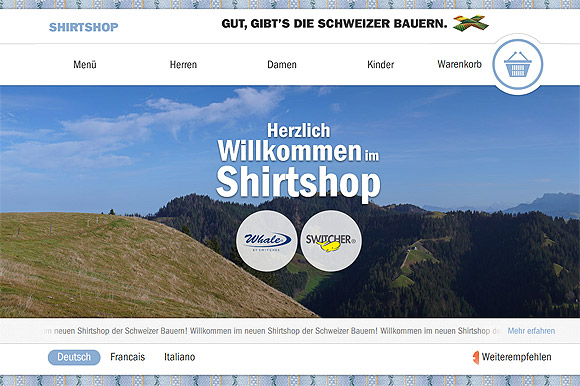 Panorama photos on Homepage Shirtshop Schweizer Bauern