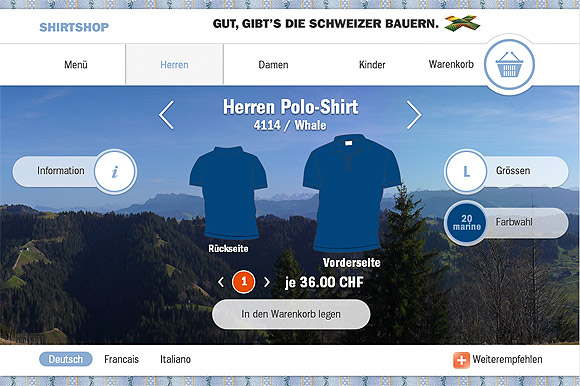 Panoramas on Homepage Shirtshop Swiss farmers