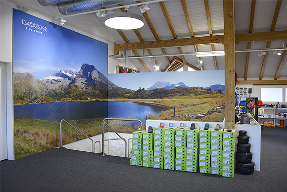 Large panorama photo in the sports shop of OutdoorLand AG, Mönchaltdorf.