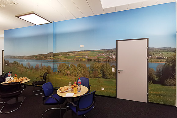 Panoramafoto als Wandbild in Aufenthaltsraum.
