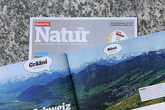 Panorama photos in magazine Beobachter Natur.