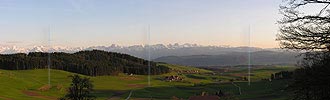 P000130: Panoramafoto Abendstimmung auf der Mänziwilegg, Emmental