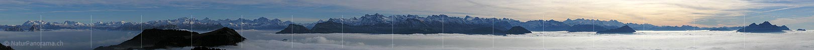 P001561a: Panorama Rigi Rotstock: Glarner Alpen - Urner Alpen - Berner Alpen - Pilatus
