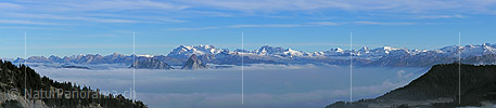 P001561f: Gipfelpanorama vom Rigi Rotstock Richtung Osten: Churfirsten - Chaiserstock