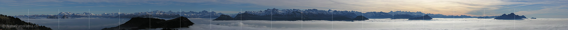 P001561h: Langes Panoramafoto Zentralalpen von der Rigi