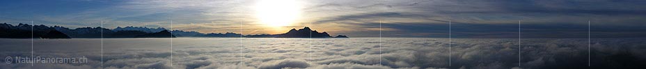 P001564: Panoramabild Abendstimmung mit Pilatus und Nebelmeer über der Zentralschweiz.