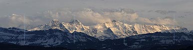 P003354: Panoramabild Wolkenstimmung über Eiger, Mönch und Jungfrau