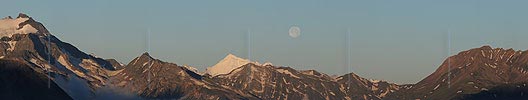 P003902: Panoramabild Morgenstimmung mit Weisshorn und Vollmond
