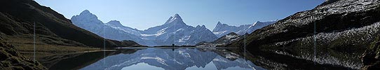 P004132: Panoramabild Bachalpsee mit Wetterhorn, Bärglistock, Schreckhorn und Finsteraarhorn