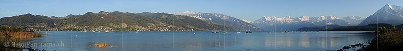 P005781d: Panoramafoto Herbstabend am Thunersee (Alpenrandsee)