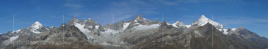 P006763c: Panoramabild Dent Blanche, Obergabelhorn, Zinalrothorn und Weisshorn
