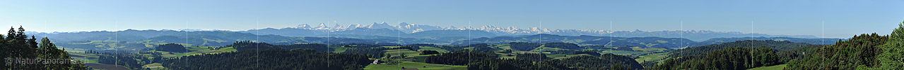 P007563a: Panoramabild Emmental und Berner Alpen von der Lueg