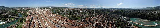 P008111: 360° Gigapixel-Panoramabild Rundumsicht von der Spitze des Berner Münsters