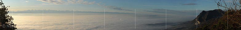 P008853: Panoramabild Nebelmeer über dem Mittelland von der Bättlerchuchi (Jura)