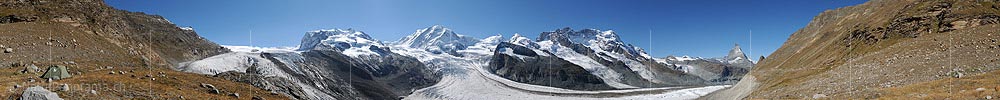 P010543a: 360° Panoramafoto Bergwelt mit Monte Rosa, Liskamm und Gornergletscher