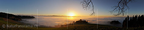 P010916a: Panoramafoto Abendstimmung mit Nebelmeer