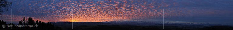 P010985: Panoramabild Dramatische Morgenstimmung mit glühenden Wolken