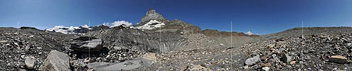 P013386: 360° Panoramafoto Gletscherschmelze am Fuss des Matterhorns (Stand 8.2013)