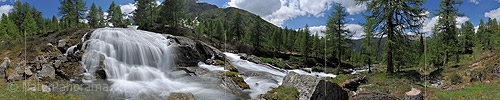 P014695b: 360° Panoramafoto Wasserfall in Naturlandschaft (Langzeitbelichtung)