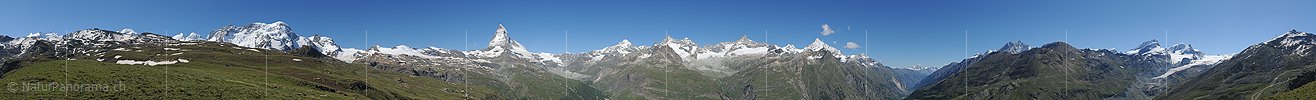 P014807a: 360° Panoramafoto Matterhorn und Zermatter 4000er