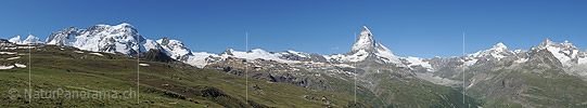 P014807b: Panoramafoto Breithorn - Matterhorn - Dent Blanche - Ober Gabelhorn