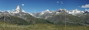 P014811f: Grosses Panoramafoto vom Matterhorn, Dent Blanche, Obergabelhorn und Zinalrothorn