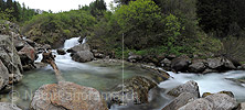 P016211: Panoramafoto Kleiner Wasserfall in Bergbach