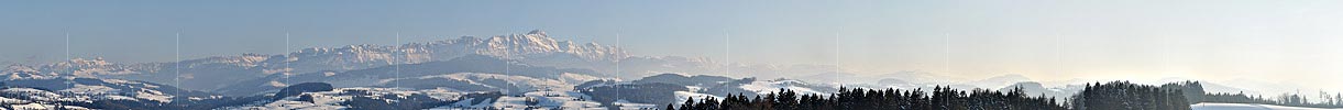 P017515b: Panorama Bergkette des Alpsteins mit Säntis von Norden (St.Gallen) ENTWURF