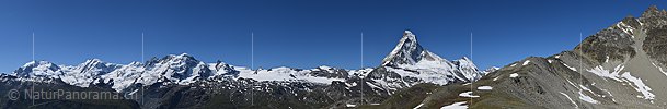 P018193f: Panoramafoto Monte Rosa bis Unter Gabelhorn mit Matterhorn