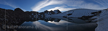 P018381: Panoramabild Spiegelung in Bergsee (Morgenstimmung)