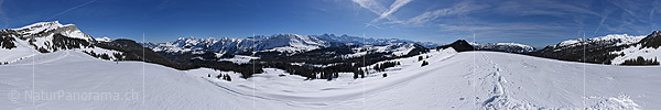 P019292: 360° Gigapixel-Panoramafoto Berner Voralpen und Berner Alpen im Winter