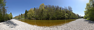 P019616: Panoramafoto Fluss und Frühlingswald