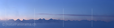 P020761: Panoramafoto Berner Alpen durch feinen Morgennebel