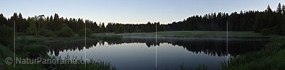 New in NaturPanorama.ch: Panorama photo Fine morning fog over moor lake (reflection)