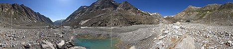 P025163: 360° Panoramafoto Ursprung der Aare am Unteraargletscher (Stand 7.2021)