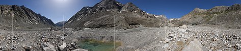 P025745: 360° Panoramafoto Ursprung der Aare am Unteraargletscher (Stand 6.2022)