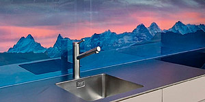 NaturPanorama.ch: Panoramafoto einer Abendstimmung auf Glas