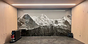 NaturPanorama.ch: Küchenrückwand mit Eiger, Mönch und Jungfrau in Schwarz/Weiss
